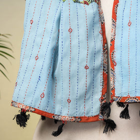  Marudhara Tagai Work Ajrakh Border Cotton Stole with Tassels 
