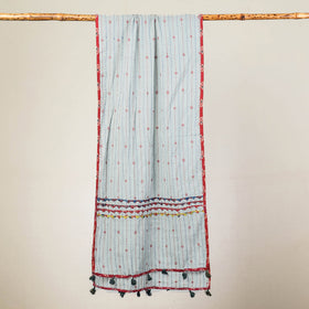 Buy Marudhara Tagai Work Ajrakh Border Cotton Stole with Tassels l iTokri.com