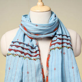  Marudhara Tagai Work Ajrakh Border Cotton Stole with Tassels 
