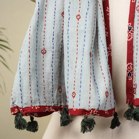 Buy Marudhara Tagai Work Ajrakh Border Cotton Stole with Tassels l iTokri.com