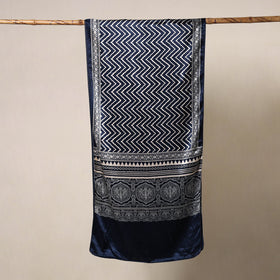 Blue - mashru silk printed stole 33 - handcrafted