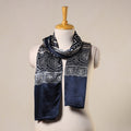 Blue - mashru silk printed stole 33 - handcrafted