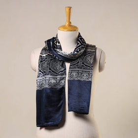 Blue - mashru silk printed stole 33 - handcrafted