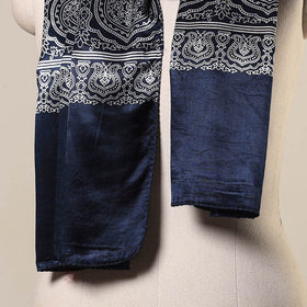 Blue - mashru silk printed stole 33 - handcrafted