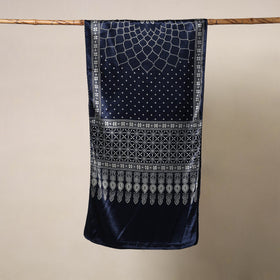 Blue - mashru silk printed stole 37 - handcrafted