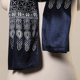 Blue - mashru silk printed stole 37 - handcrafted