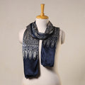 Blue Mashru Silk Printed Ajrakh Stole 