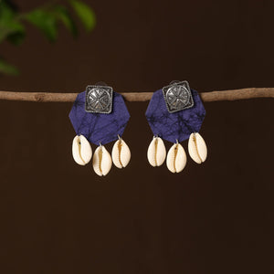 Blue - mehwish fabart shell work earrings - handcrafted