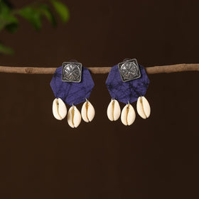 Blue - mehwish fabart shell work earrings - handcrafted