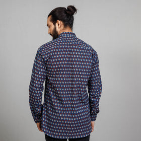  Ajrakh Block Printing Cotton Men Full Sleeve Shirt 