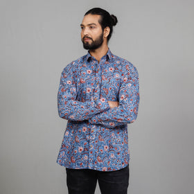  Sanganeri Block Printing Cotton Men Full Sleeve Shirt 
