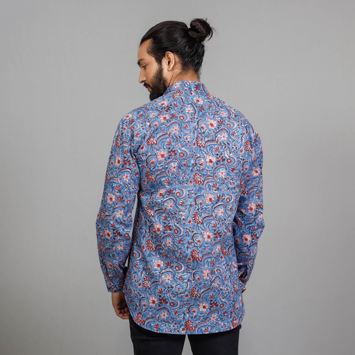  Sanganeri Block Printing Cotton Men Full Sleeve Shirt 