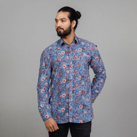  Sanganeri Block Printing Cotton Men Full Sleeve Shirt 