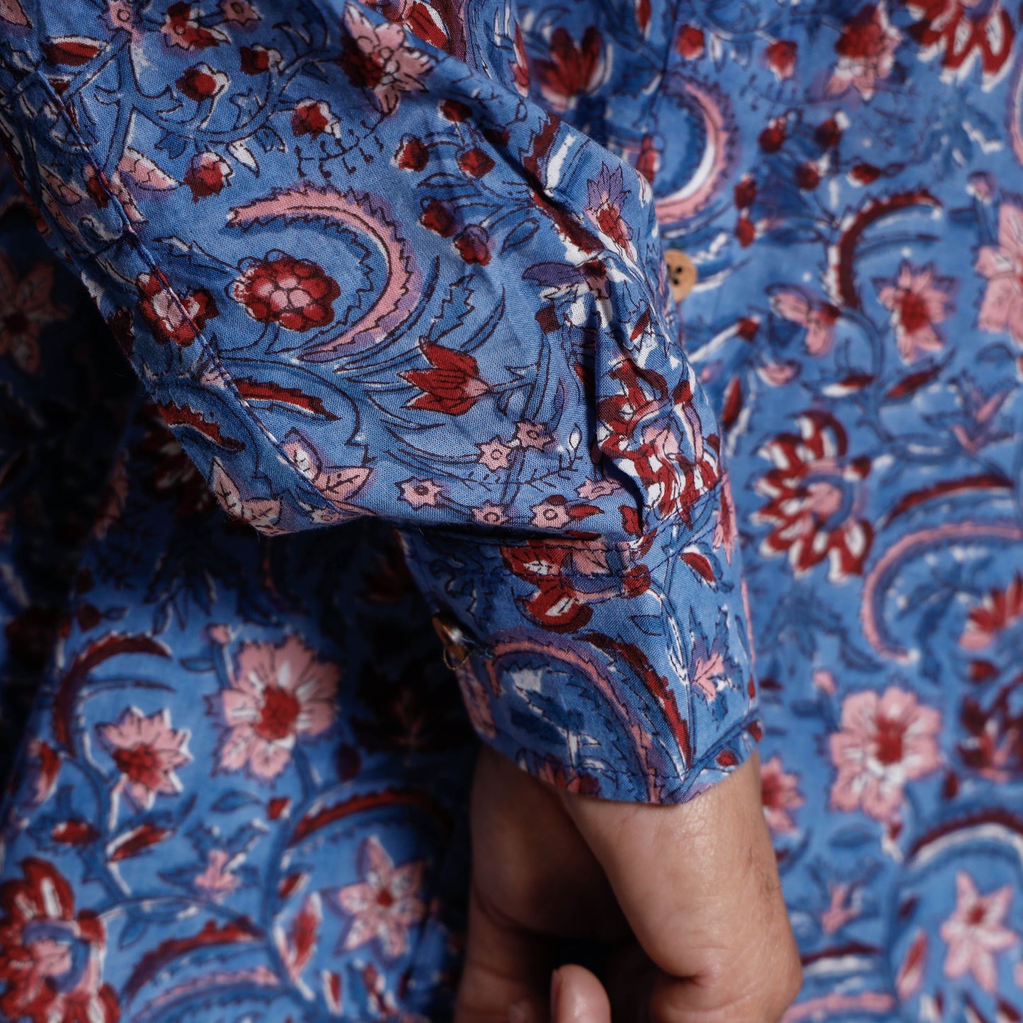  Sanganeri Block Printing Cotton Men Full Sleeve Shirt 