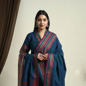 Mercerised Cotton Blue Dharwad Kurta Set with Palazzo & Dupatta