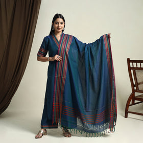 Mercerised Cotton Blue Dharwad Kurta Set with Palazzo & Dupatta