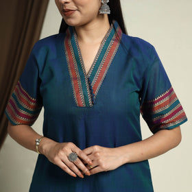 Mercerised Cotton Blue Dharwad Kurta Set with Palazzo & Dupatta