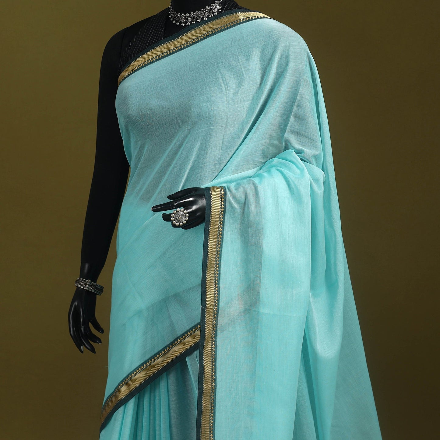 Mercerised cotton dharwad saree with thread border 06