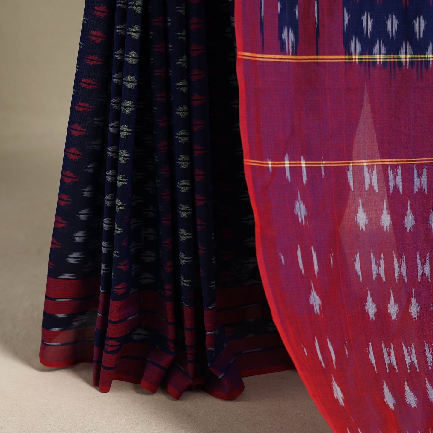 Blue - mercerised cotton handloom pochampally ikat saree 05