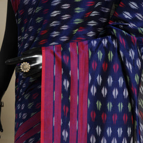 Blue - mercerised cotton handloom pochampally ikat saree 05