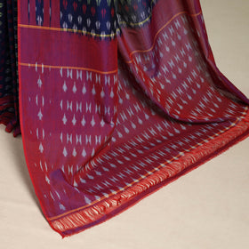Blue - mercerised cotton handloom pochampally ikat saree 05