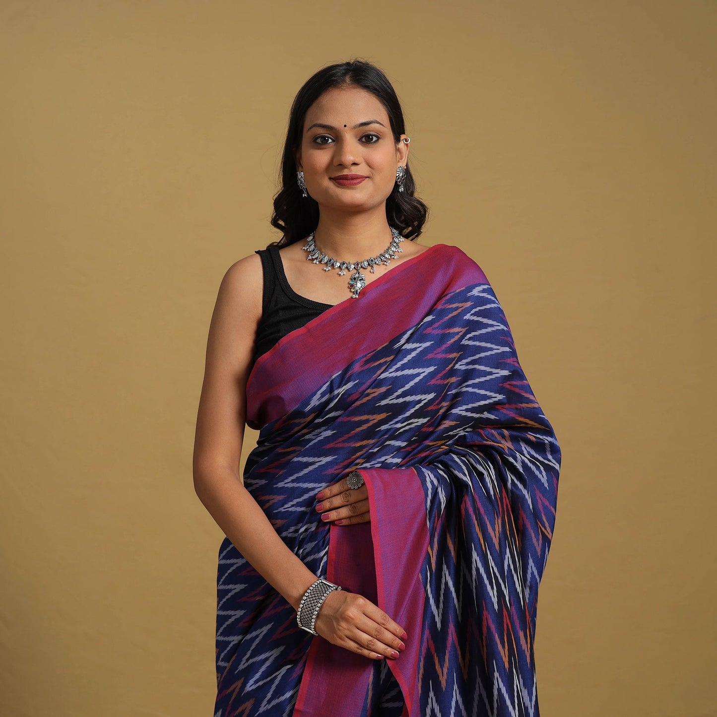 Mercerised Cotton Handloom Pochampally Ikat Saree