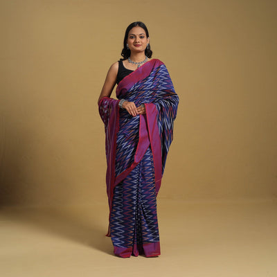 Mercerised Cotton Handloom Pochampally Ikat Saree