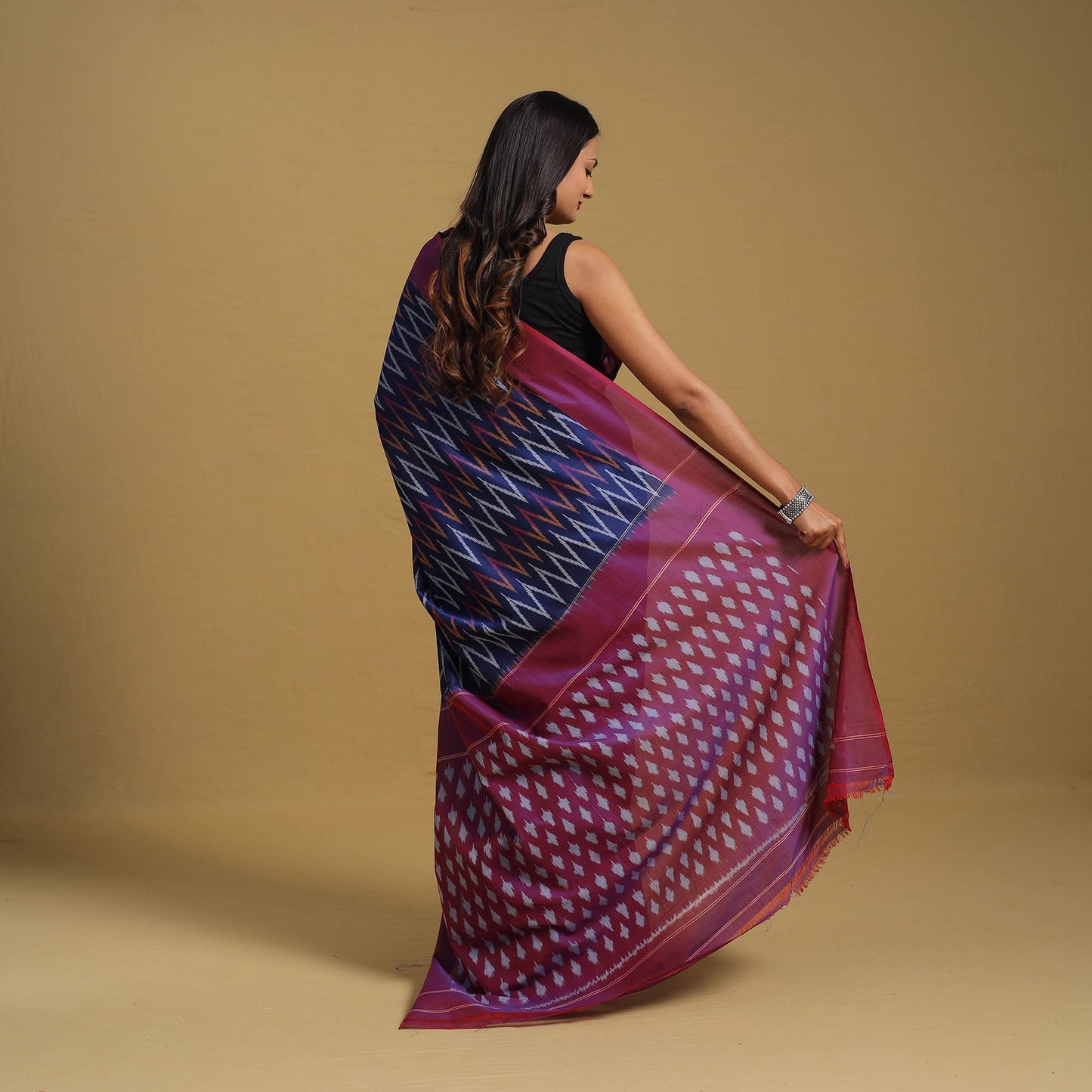 Mercerised Cotton Handloom Pochampally Ikat Saree