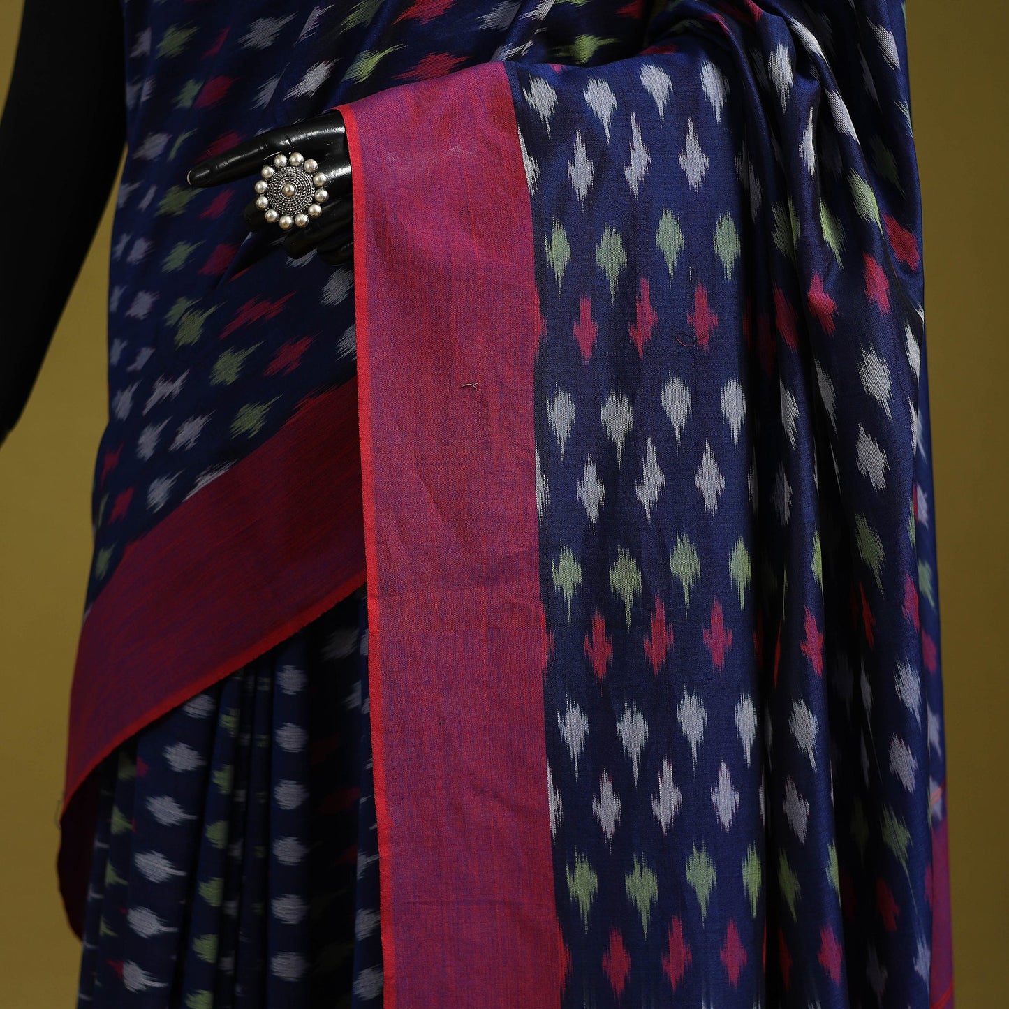 Blue - mercerised cotton handloom pochampally ikat saree 24