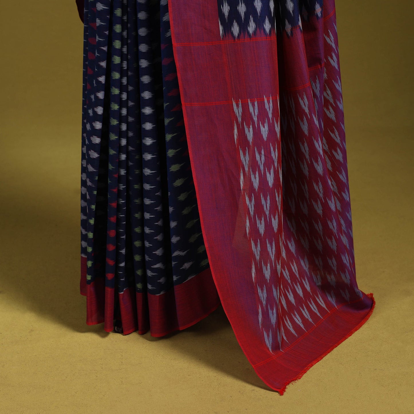 Blue - mercerised cotton handloom pochampally ikat saree 24