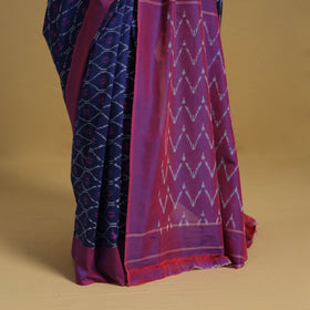 Blue Mercerised Cotton Handloom Pochampally Ikat Saree