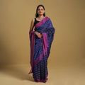 Blue Mercerised Cotton Handloom Pochampally Ikat Saree