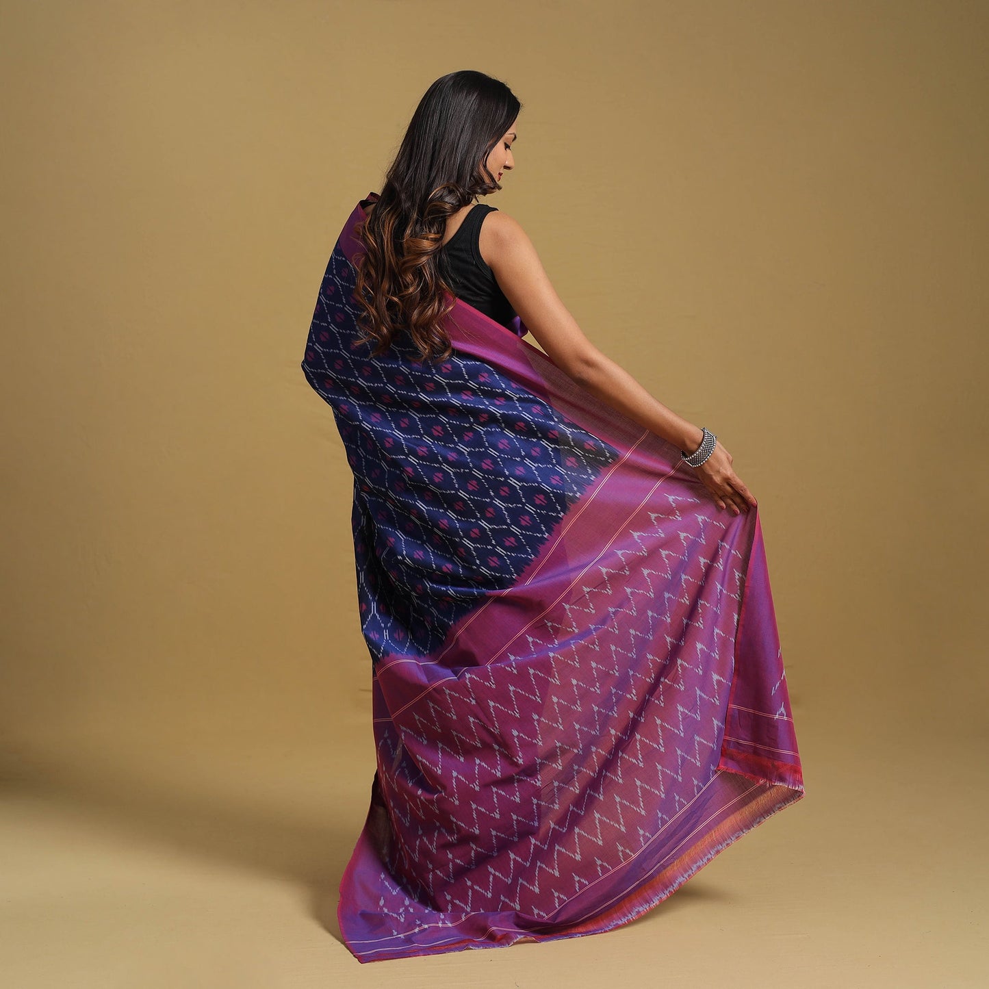 Blue Mercerised Cotton Handloom Pochampally Ikat Saree