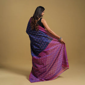 Blue Mercerised Cotton Handloom Pochampally Ikat Saree