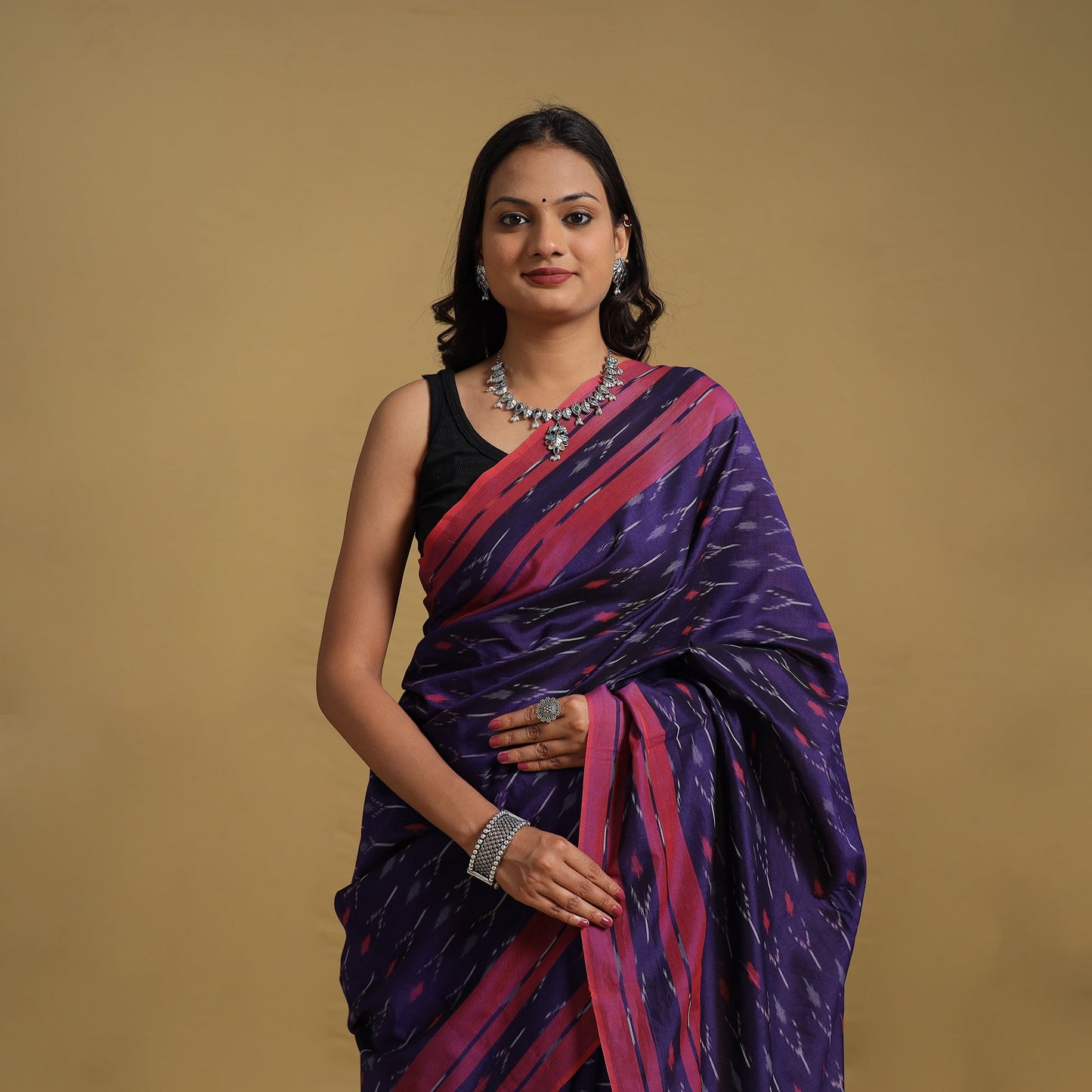 Mercerised Cotton Handloom Pochampally Ikat Saree