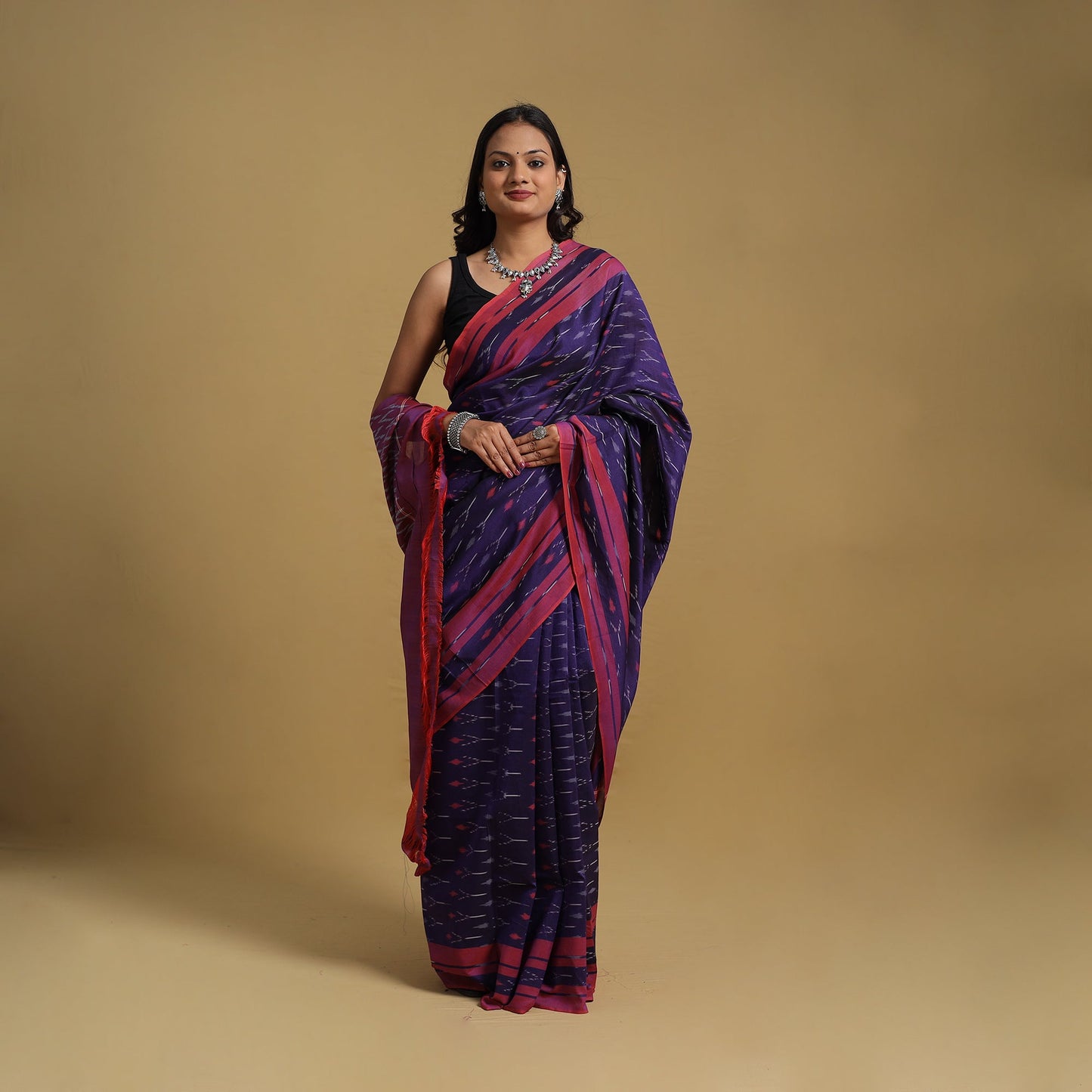 Mercerised Cotton Handloom Pochampally Ikat Saree