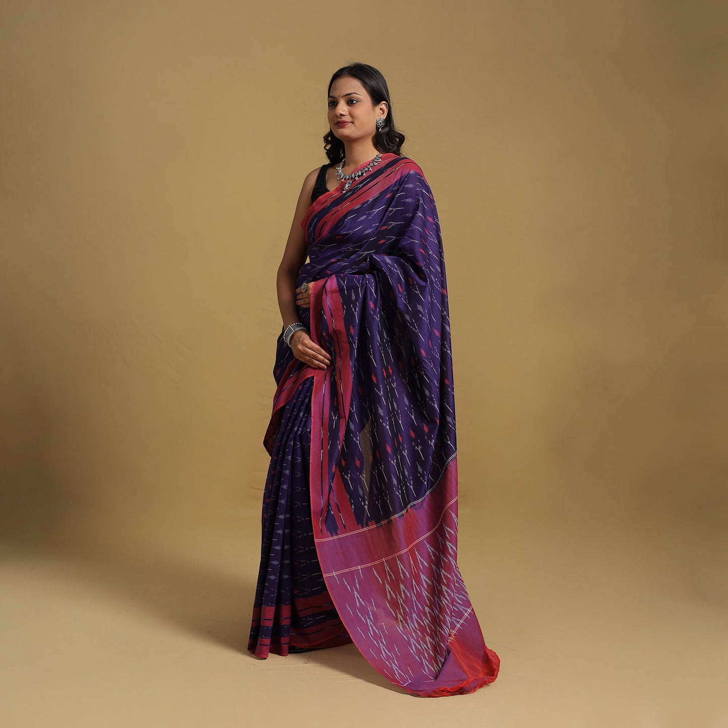 Mercerised Cotton Handloom Pochampally Ikat Saree
