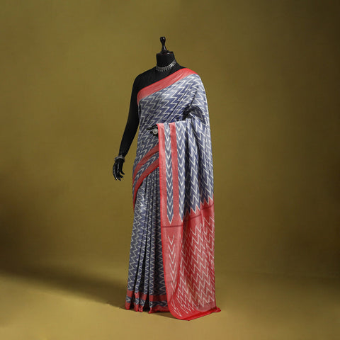 Purple - mercerised cotton handloom pochampally ikat saree