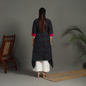 Buy Blue Mercerised Cotton A-Line Pochampally Ikat Kurta for Women