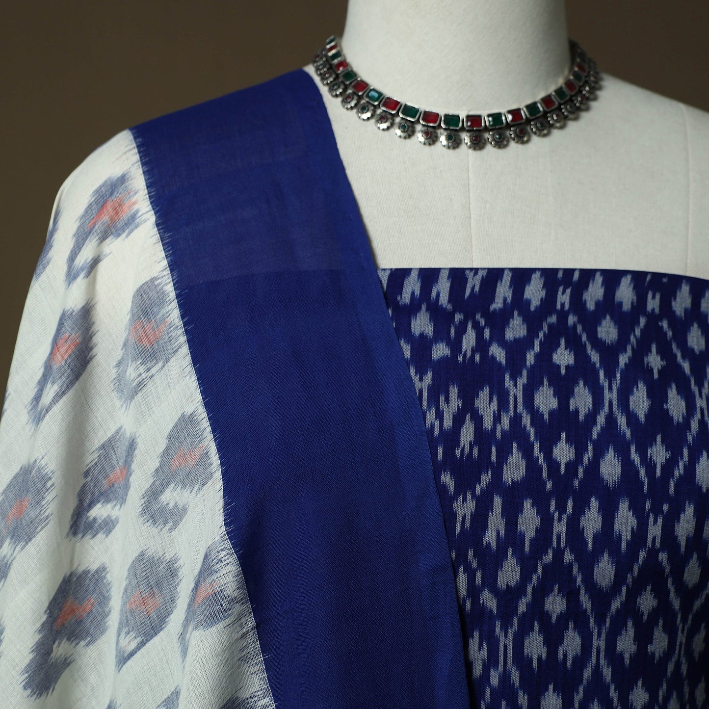 Handloom mercerised cotton pochampally ikat 2pc unstitched