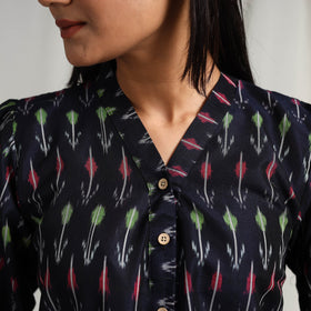 Buy Blue Mercerised Cotton Pochampally Ikat Crop Top