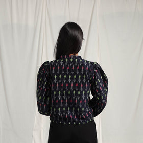 Buy Blue Mercerised Cotton Pochampally Ikat Crop Top