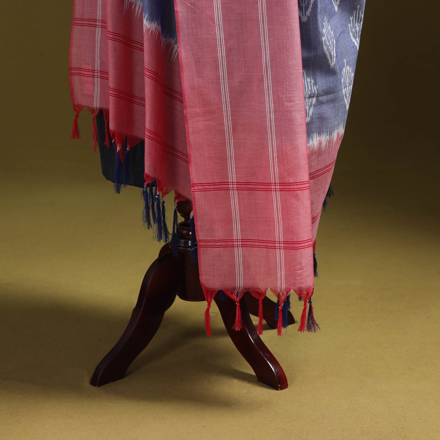 Blue - mercerised cotton pochampally ikat dupatta 01