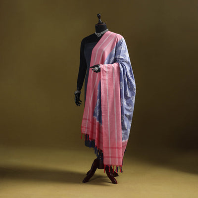 Blue - mercerised cotton pochampally ikat dupatta 01