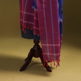 Blue - mercerised cotton pochampally ikat dupatta 03