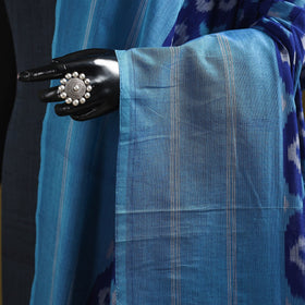 Blue - mercerised cotton pochampally ikat dupatta 06