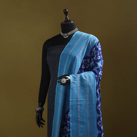 Blue - mercerised cotton pochampally ikat dupatta 06