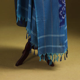 Blue - mercerised cotton pochampally ikat dupatta 06