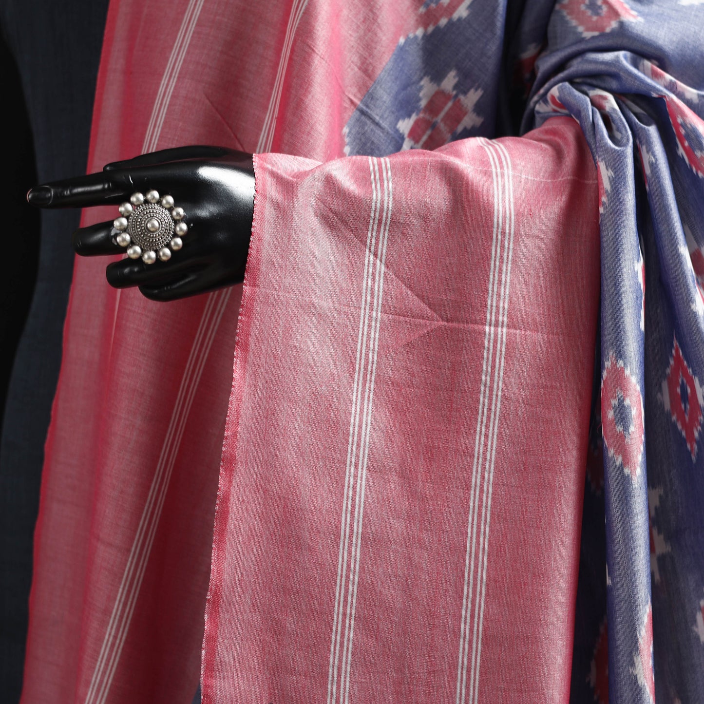 Blue - mercerised cotton pochampally ikat dupatta 21