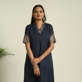Buy Blue Mercerised Cotton Straight Dharwad Kurta